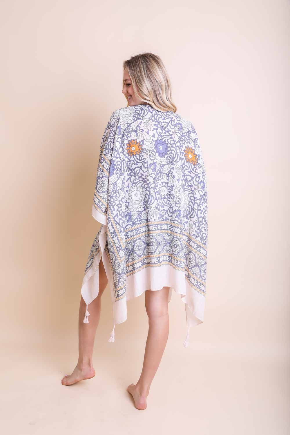 Malibu touch of morroco tapestry tasel kimono 4037 ivory