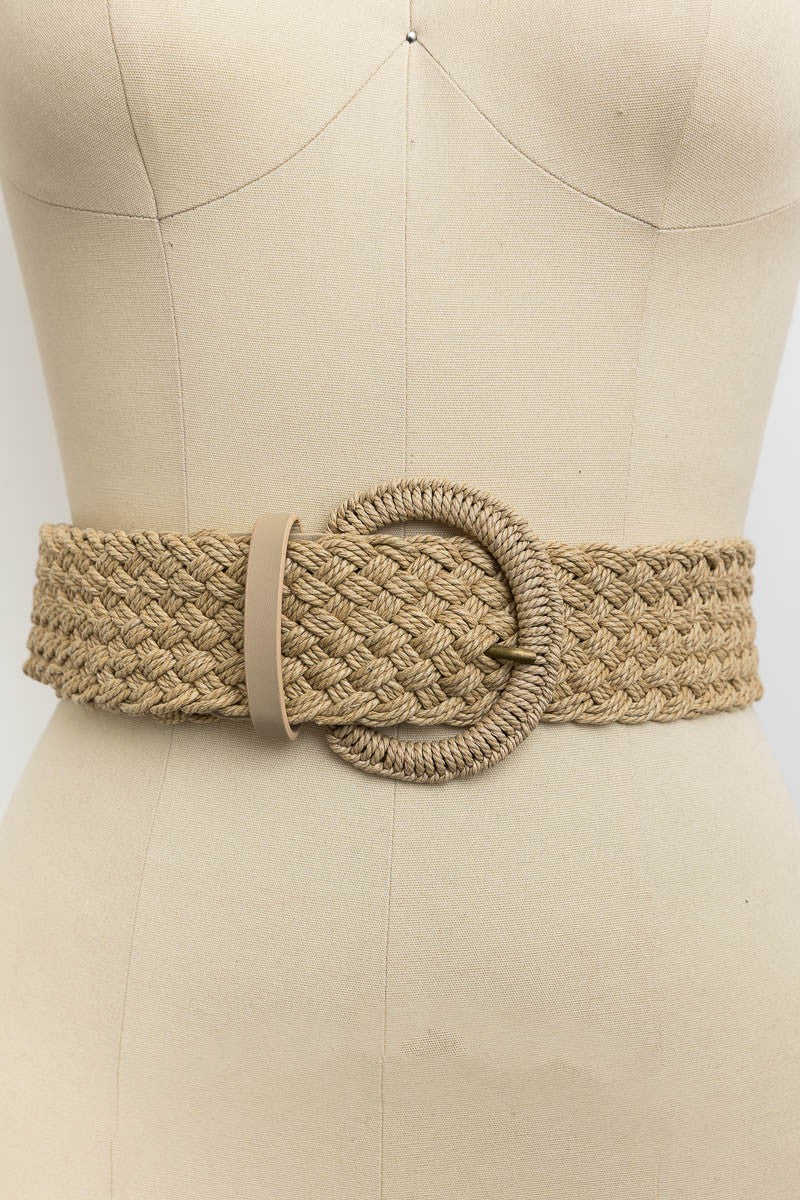 Malibu raffia woven braided belt yb-8067 natural