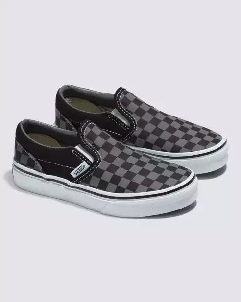 Vans youth slip on vn000zbue00 black & charcoal checkerboard