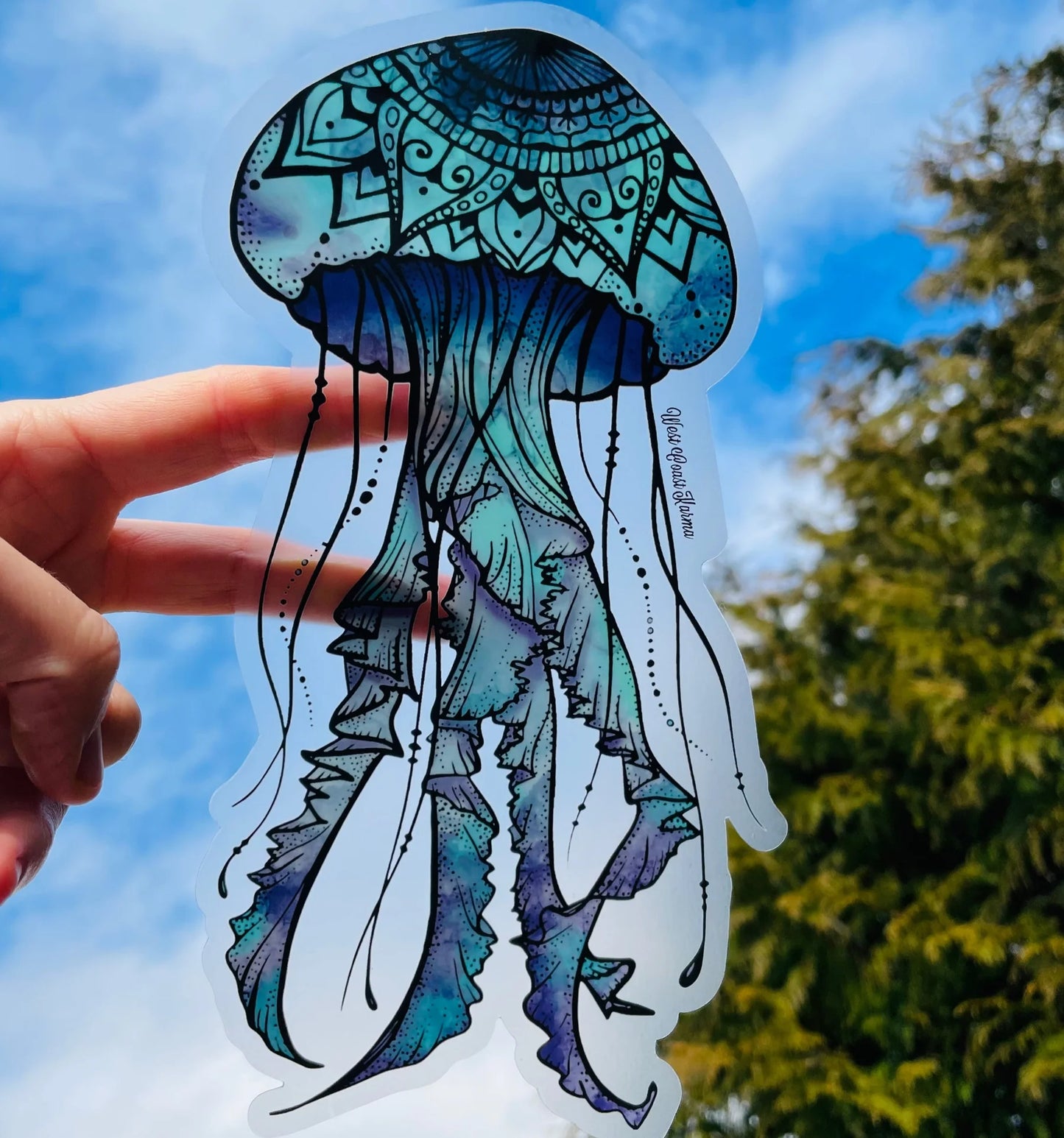 West Coast Karma Jellyfish Watercolor  Car Decal