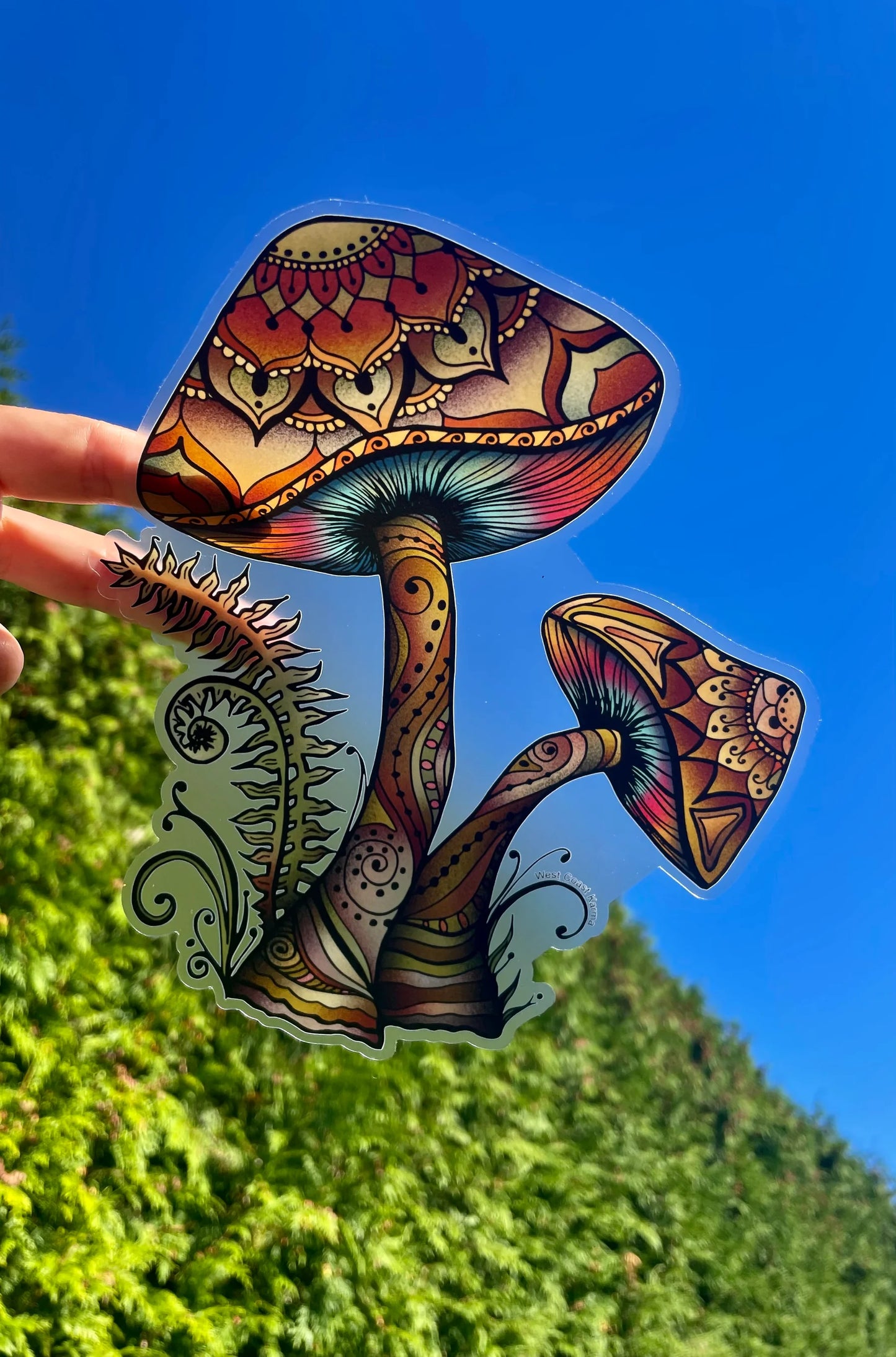 West Coast Karma Mushroom Retro Coulorful Car Decal