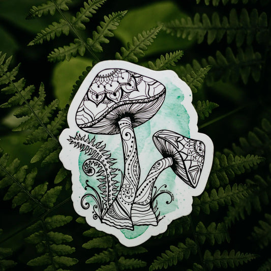 West Coast Karma Watercolor  Mushroom Sticker