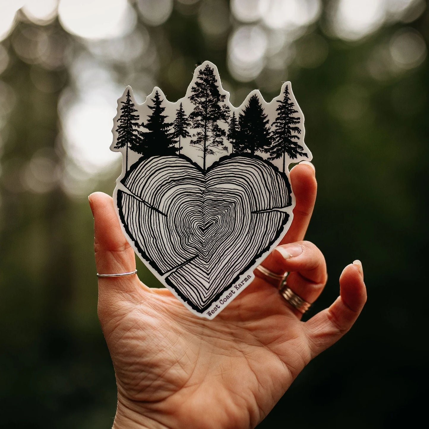 West Coast Karma Tree Ring Heart Sticker