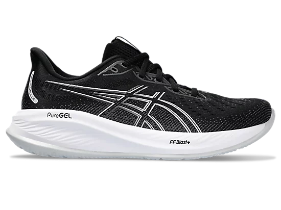 Asics mens gel cumulus 26 1011b791 + 1011b791-002 black & white Regular D and wide 4E