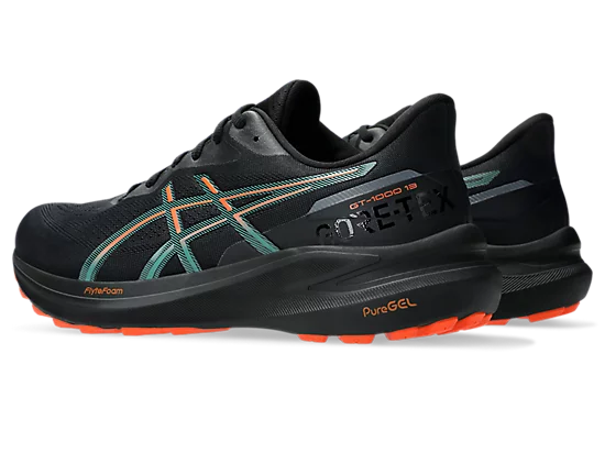 Asics mens gt-1000 13 goretex 1011b857-002 black & nova orange