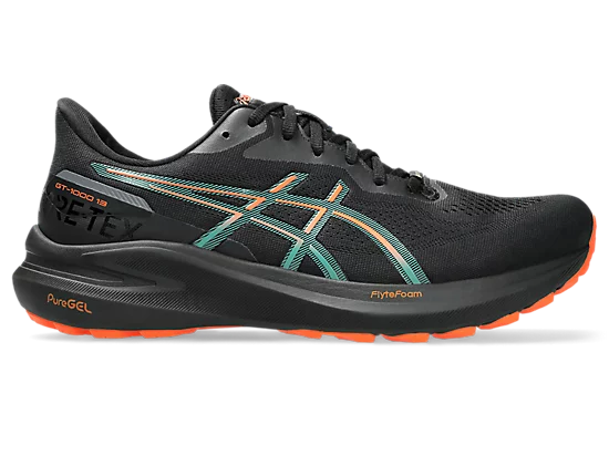 Asics mens gt-1000 13 goretex 1011b857-002 black & nova orange