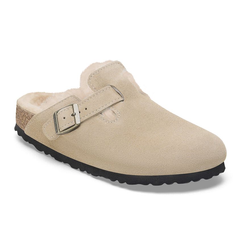 Birkenstock Boston clog shearling lined taupe 1028299