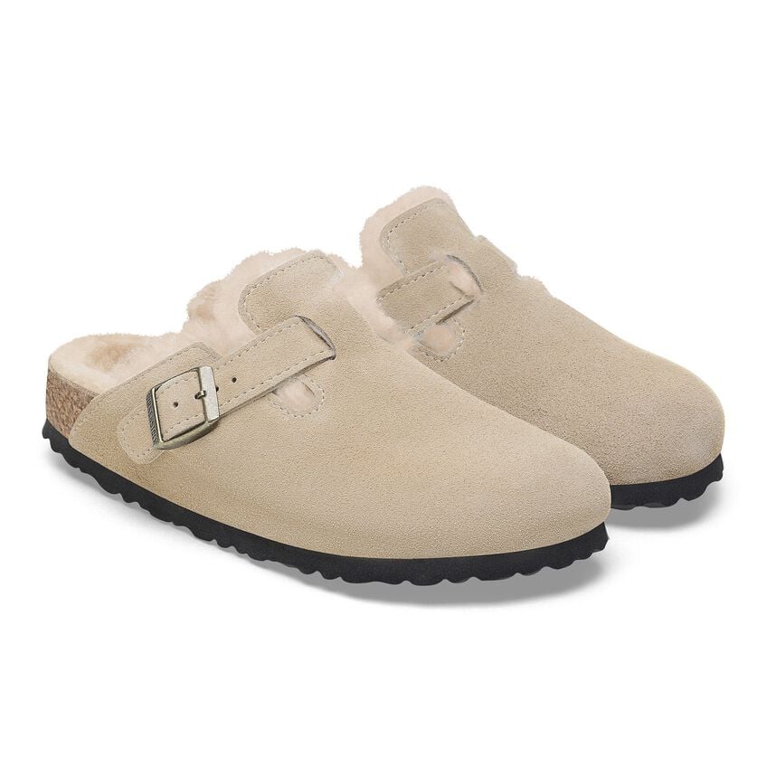 Birkenstock Boston clog shearling lined taupe 1028299