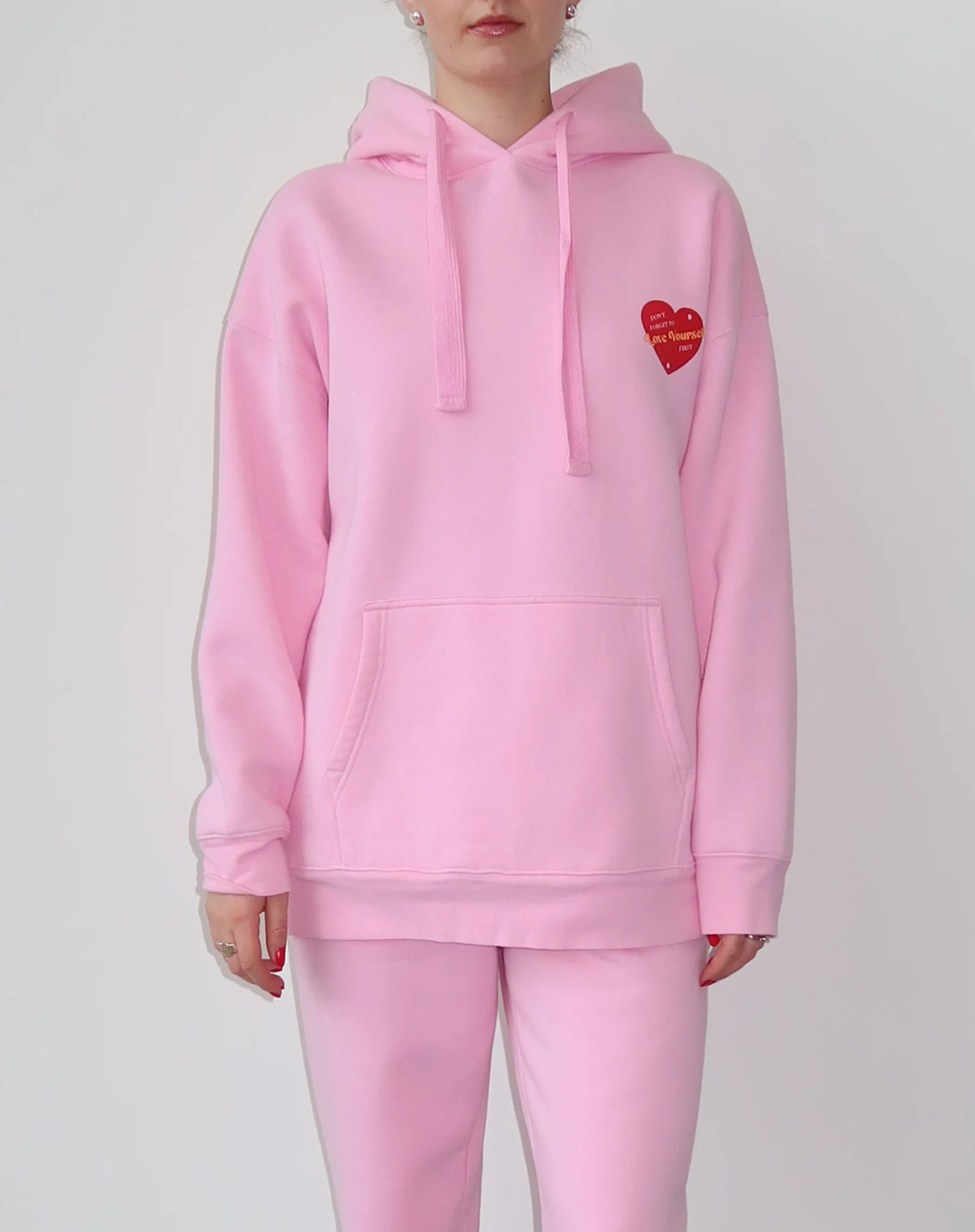 Brunette the Label The "LOVE YOURSELF" Classic Hoodie | Baby Pink btls619vd24