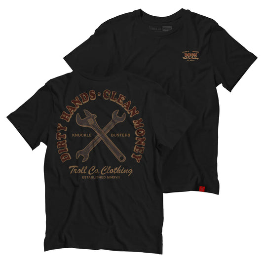 Dirty Hands Clean Money retro knuckle buster tshirt tc1927 black