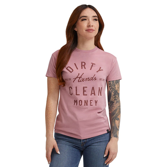 Dirty Hands Clean Money juno tshirt tc2183 mauve