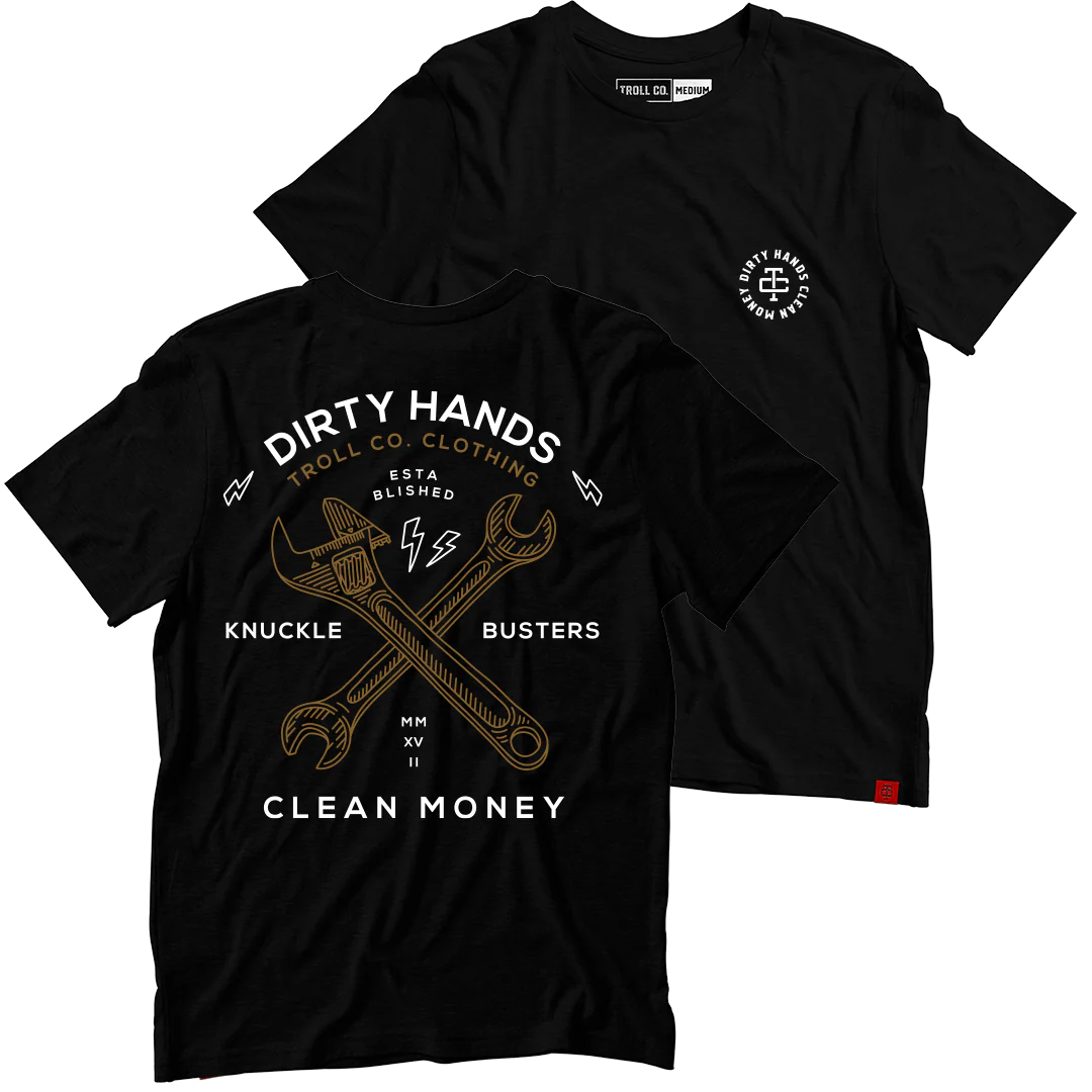 Dirty Hands Clean Money Twisting Wrenches tshirt tc0142 black