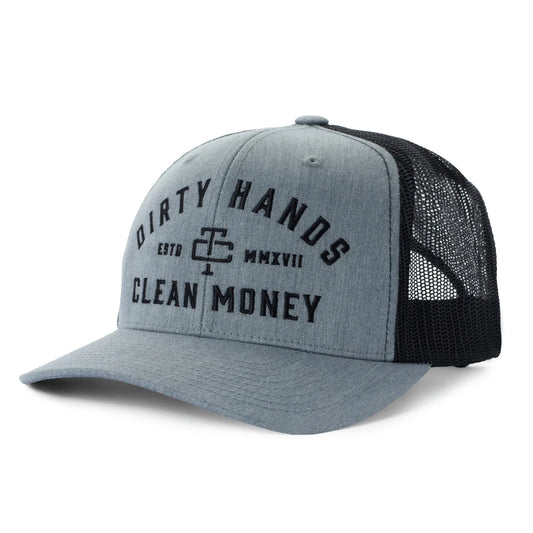 Dirty Hands Clean Money dhcm meshback hat tc0178 tc0178 grey