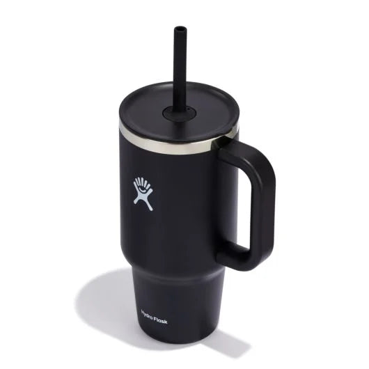 Hydroflask 32 oz All Around™ Travel Tumbler Insulated tumbler with handle and straw. tt32ps001 black