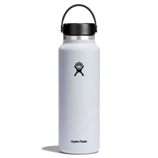 Hydroflask 40 oz Wide Mouth Large wide mouth water bottle for easy drinking. w40bts110 white