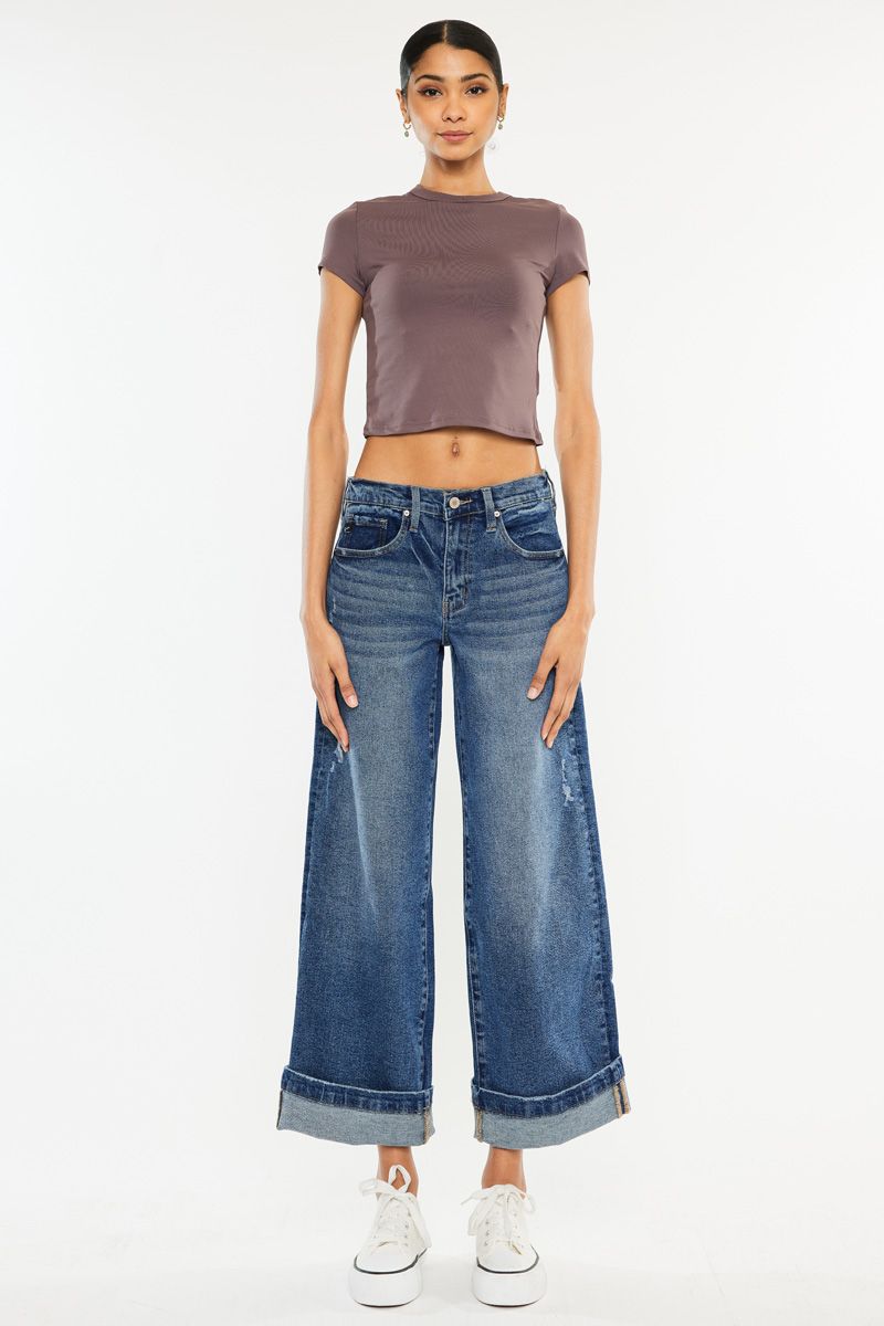 Kancan high rise cropped wide leg jean kc5518d