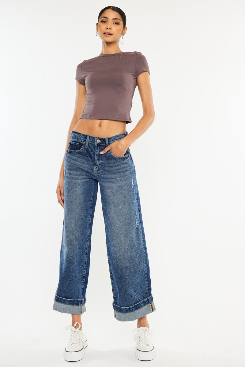 Kancan high rise cropped wide leg jean kc5518d