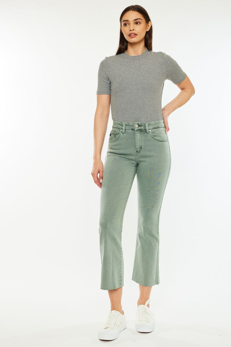 Kancan high rise  olive bootcut crop  jean kc9369ov