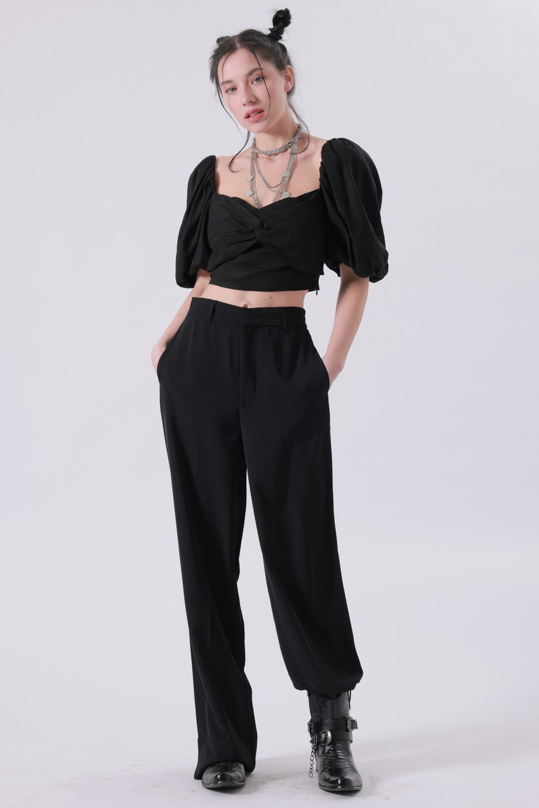 Malibu high waisted wide leg trouser pant s80313 black