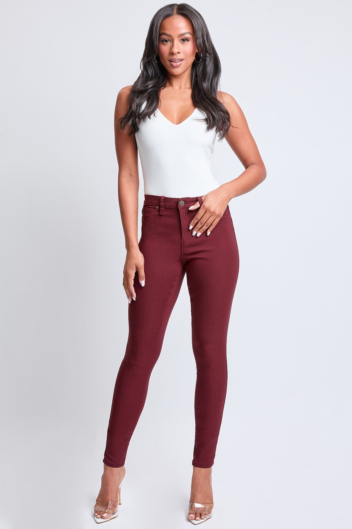 Malibu Hyperstretch Mid-Rise Skinny Jean p748931 dark wine