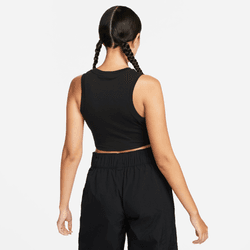 nike nsw essential rib crop tank fb8279-010 black