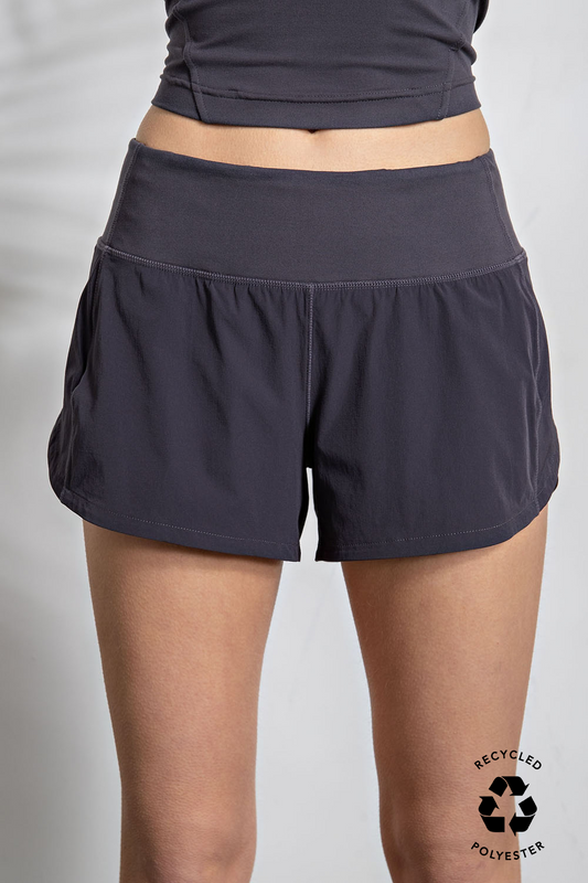 Malibu stretch woven 2 in 1 active short p6235 charcoal