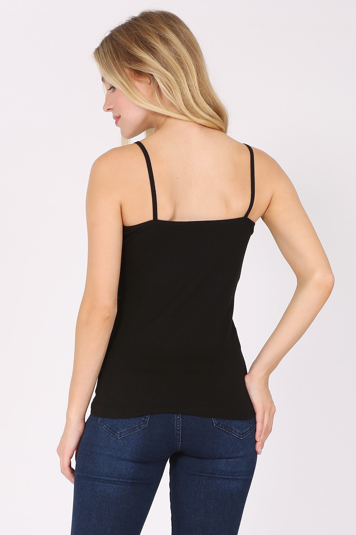 Malibu basic spaghetti strap camisole tank top 202sr black