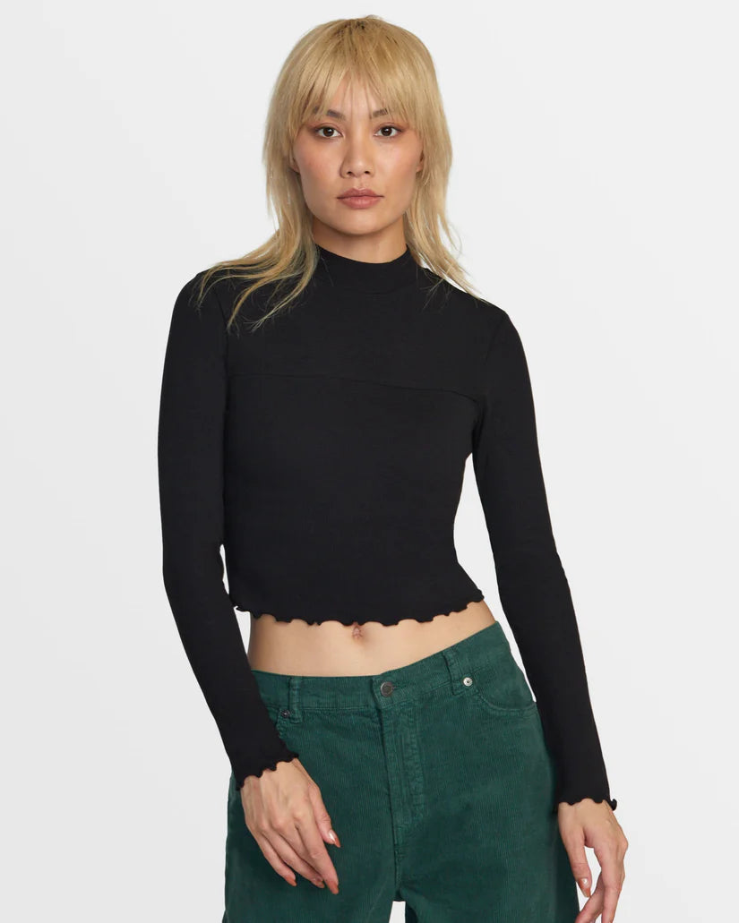 Rvca SAVED LONG SLEEVE LONG SLEEVE CROP TOP avjkt00219 black