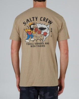 Salty Crew Fish Fight classic tshirt 20035671 khaki heather