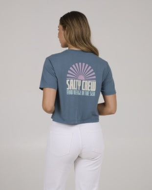 Salty Crew sun rays crop tshirt 20035795w fin blue