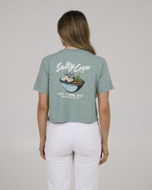 Salty Crew fish bowl crop tshirt 20035796w sage