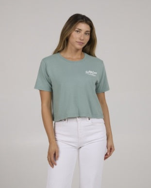 Salty Crew fish bowl crop tshirt 20035796w sage