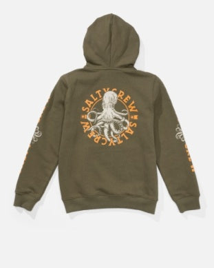 Salty crew youth tentacles hoody 20335328y heathered olive