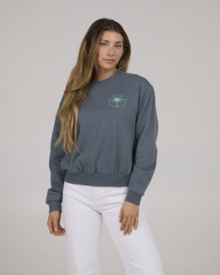 Salty Crew queen palm crewneck 20335346w fin blue