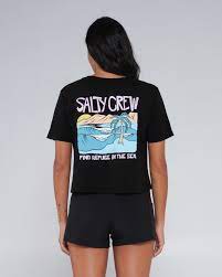Salty Crew postcard crop tee 20035593w black