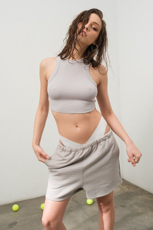 Malibu racer crop top s10501 ice grey