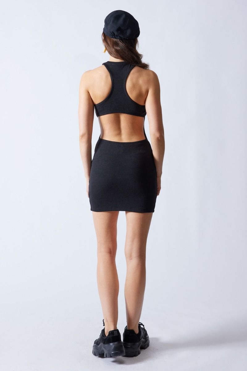 Malibu rib dress with open back s3415 black