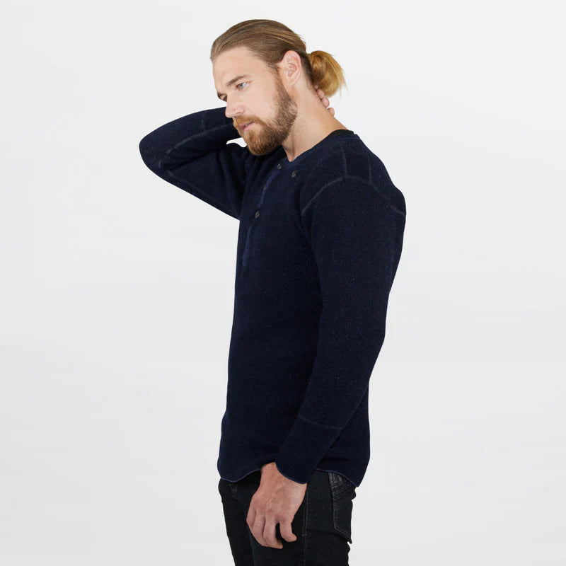 Stanfield's Heritage Heavy Weight Wool Henley #1328 b74 midnight blue