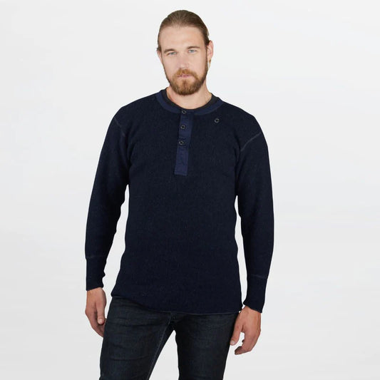 Stanfield's Heritage Heavy Weight Wool Henley #1328 b74 midnight blue