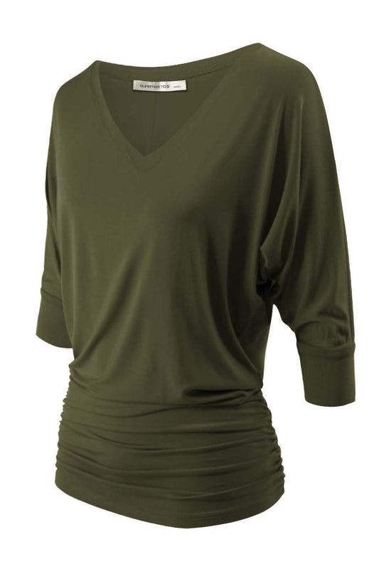 Malibu 3/4 sleeve dolman top b2206-2 olive