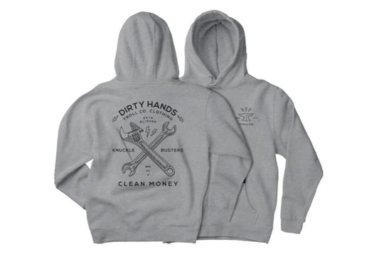 Dirty hands clean money youth twisting wrenches hoody tc2138 grey
