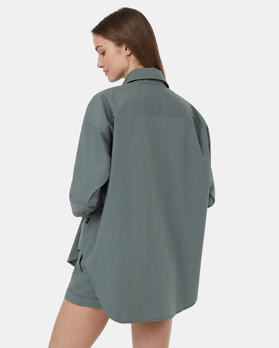 ten tree ecostretch cotton oversized shirt tcw5727-3180 light urban green