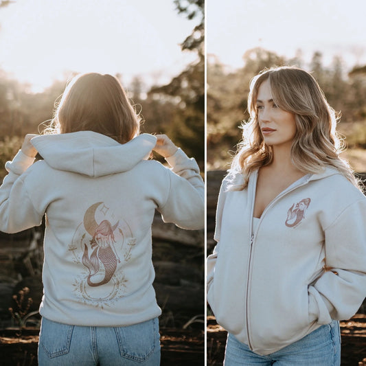West Coast Karma the empress zip hoody bone
