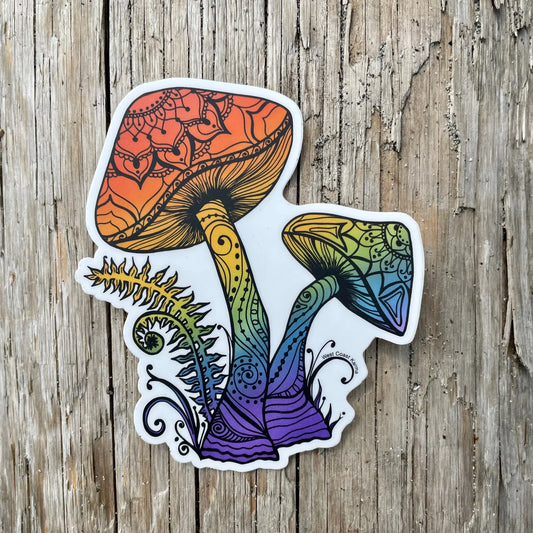 West Coast Karma Rainbow Mushroom Sticker