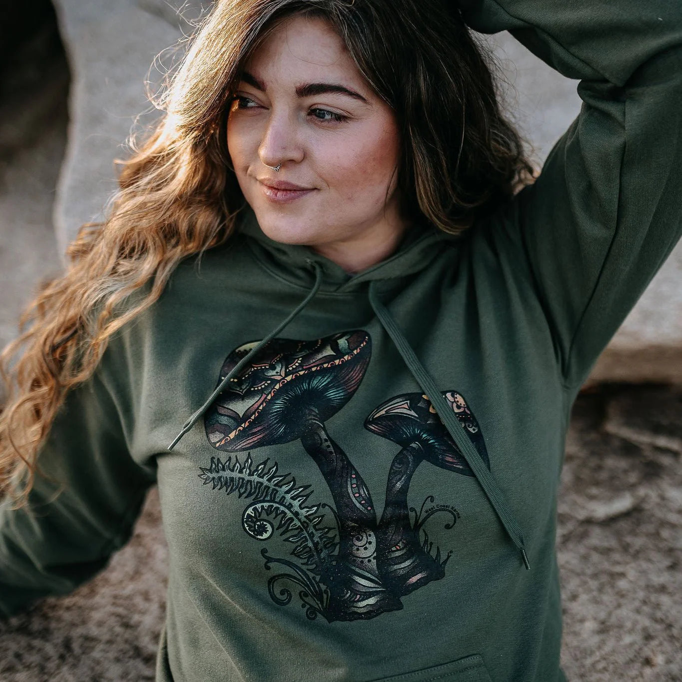West Coast Karma retro mushroom hoody green