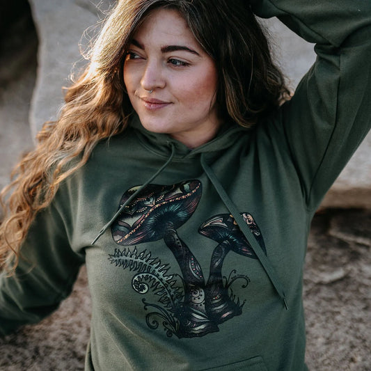 West Coast Karma retro mushroom hoody green