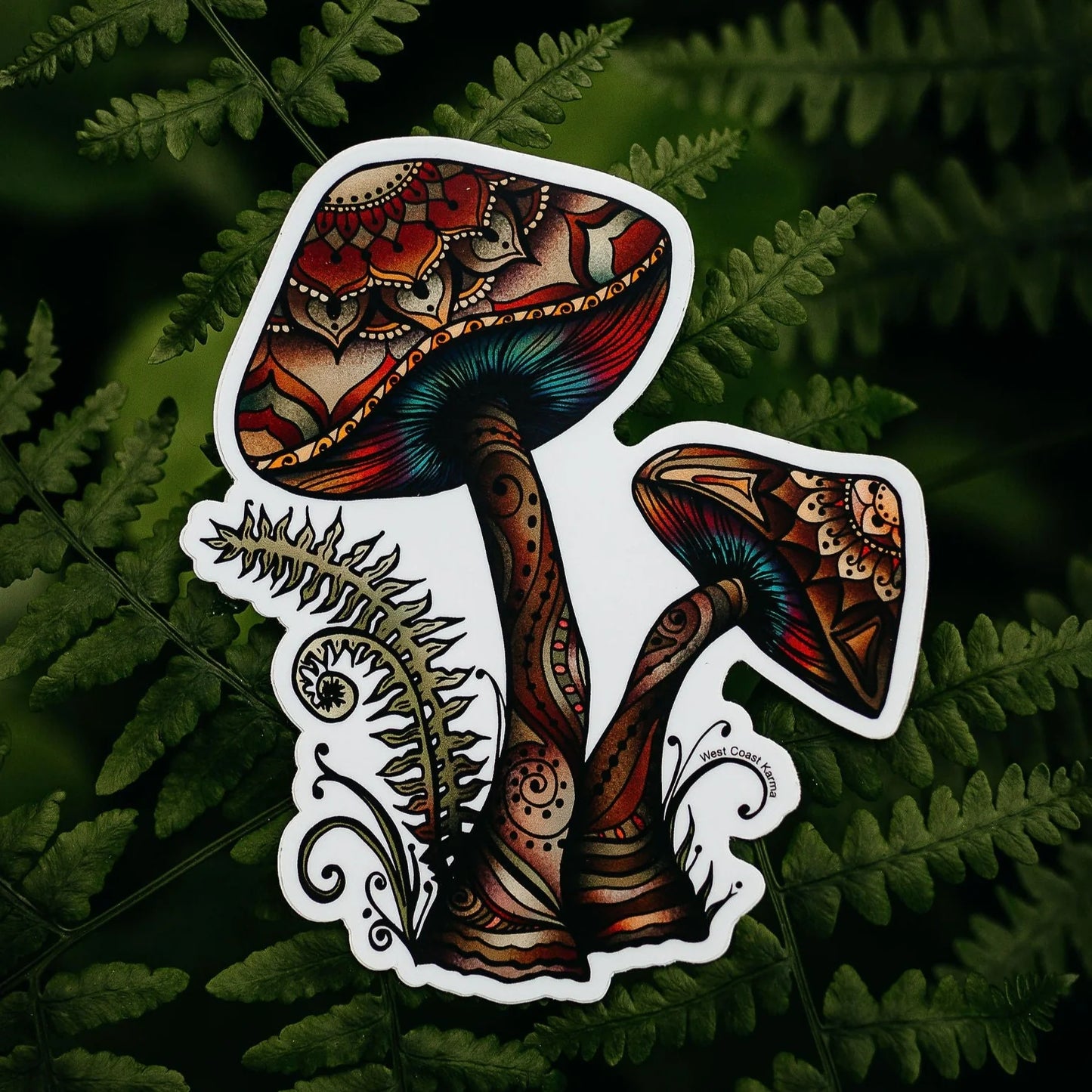 West Coast Karma Retro colorful  Mushroom Sticker