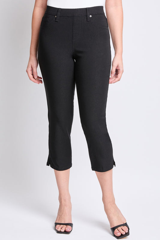 Malibu Hyperstretch Pull On Capri With Side Slit s112631 black