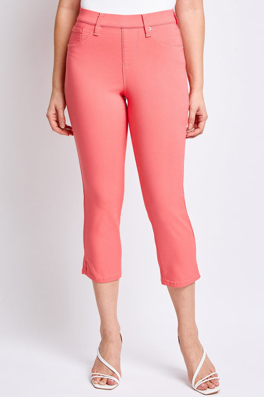 Malibu Hyperstretch Pull On Capri With Side Slit s112631 merigold